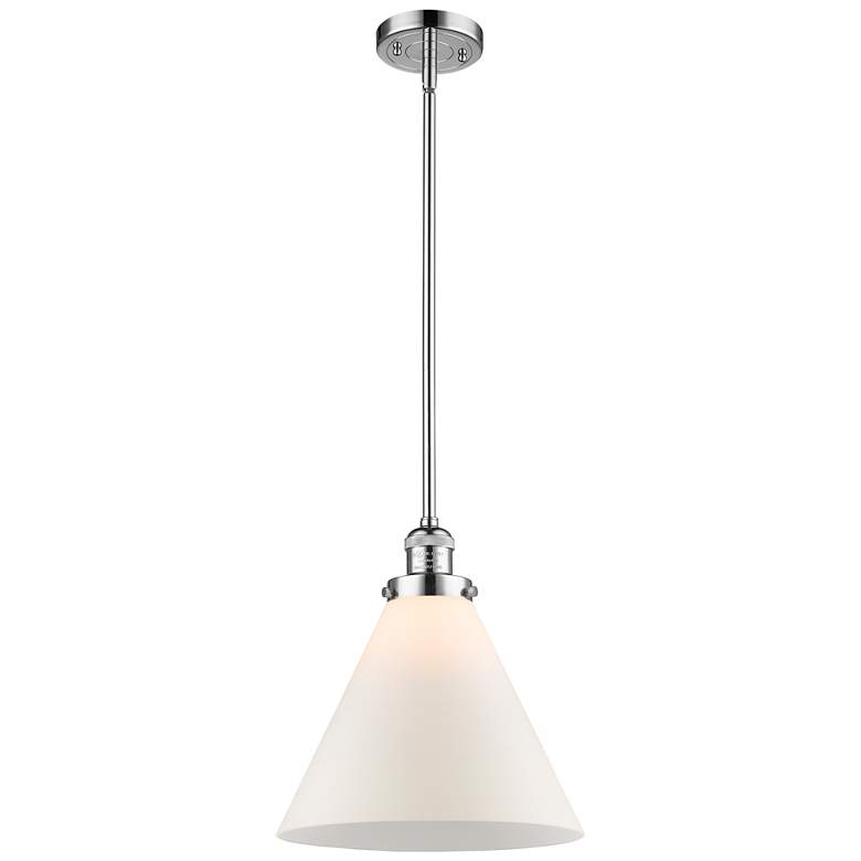 Image 1 Franklin Restoration Cone 12" Mini Pendant - Polished Chrome - Matte W