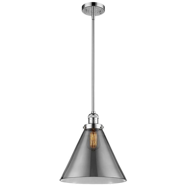 Image 1 Franklin Restoration Cone 12" Mini Pendant - Polished Chrome - Plated