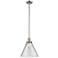 Franklin Restoration Cone 12" Mini Pendant - Polished Nickel - Clear