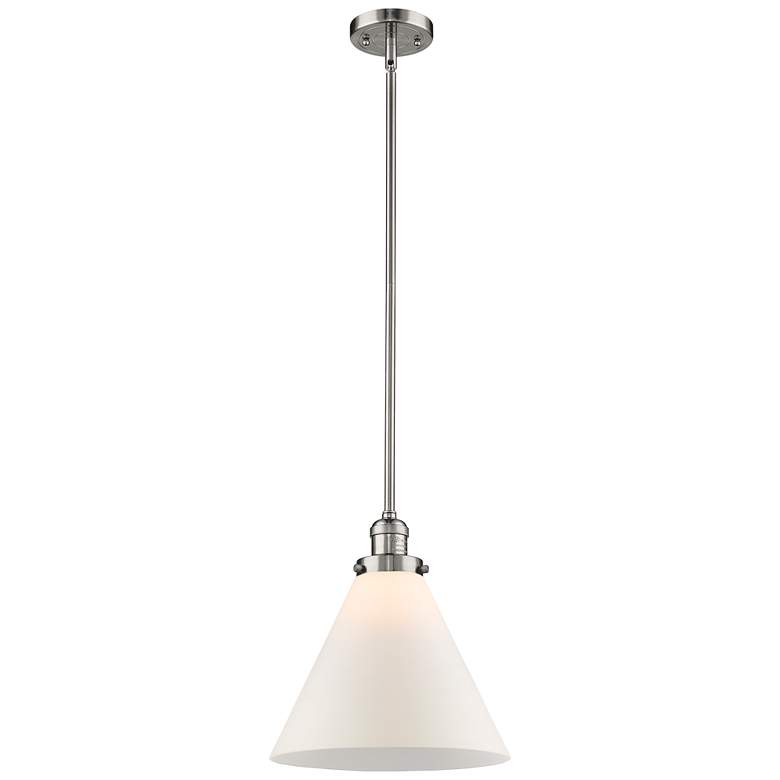Image 1 Franklin Restoration Cone 12" Mini Pendant - Polished Nickel - Matte W