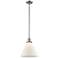 Franklin Restoration Cone 12" Mini Pendant - Satin Nickel - Matte Whit