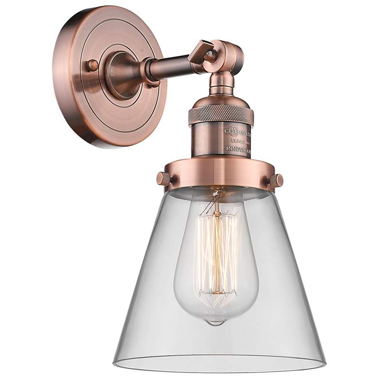 Image 1 Franklin Restoration Cone 12"H Copper Sconce w/ Clear Glass