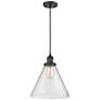 Franklin Restoration Cone 12" LED Mini Pendant - Matte Black - Seedy Shade