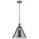 Franklin Restoration Cone 12" Mini Pendant - Brushed Brass - Plated Smoke