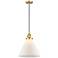 Franklin Restoration Cone 12" Mini Pendant - LED Bulb - Satin Gold - White