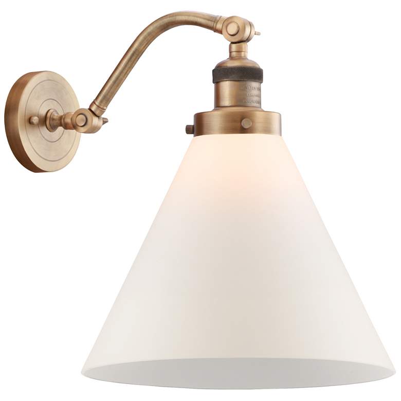 Image 1 Franklin Restoration Cone 15" High Brushed Brass Wall Sconce
