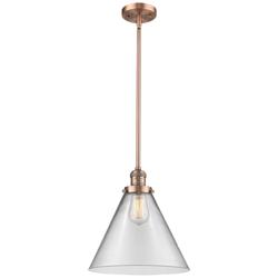 Franklin Restoration Cone 16&quot; Copper LED Stem Hung Pendant w/ Clear Sh