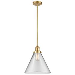 Franklin Restoration Cone 16&quot; Gold LED Stem Hung Pendant w/ Clear Shad
