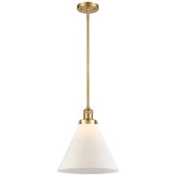 Franklin Restoration Cone 16&quot; Gold LED Stem Hung Pendant w/ White Shad