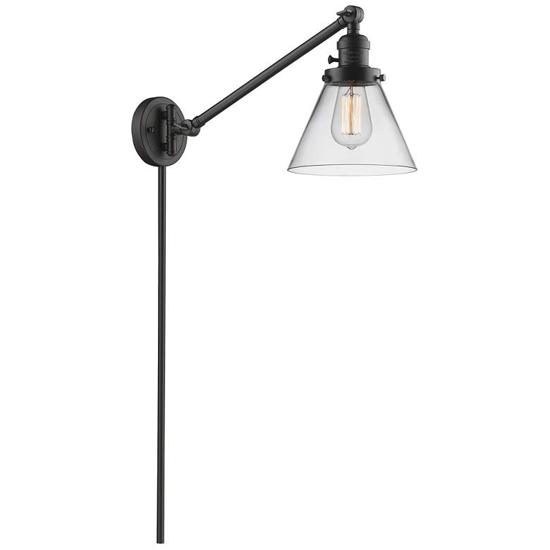 Image 1 Franklin Restoration Cone 25" Bronze LED Swing Arm w/ Clear Shade