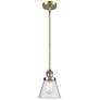Franklin Restoration Cone 6" Brass Stemmed Mini Pendant w/ Seedy Shade