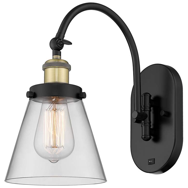 Image 1 Franklin Restoration Cone 6" Clear Shade Black Brass Incandescent Scon