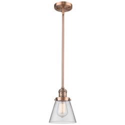 Franklin Restoration Cone 6" Copper Stemmed Mini Pendant w/ Clear Shad