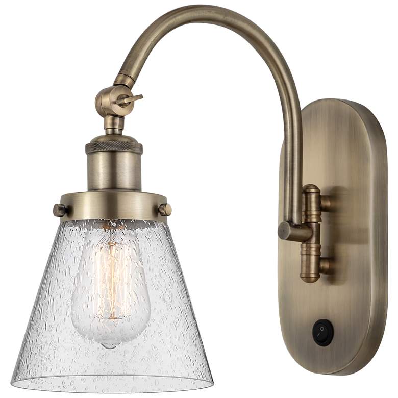 Image 1 Franklin Restoration Cone 6" Incandescent Sconce - Brass - Seedy Shade