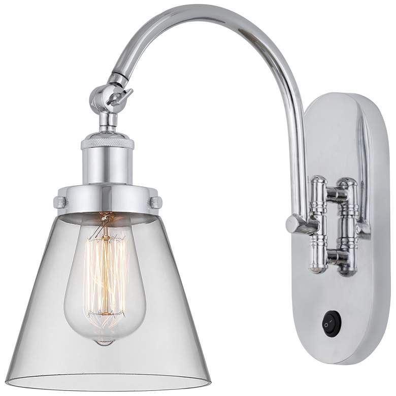 Image 1 Franklin Restoration Cone 6" Incandescent Sconce - Chrome - Clear Shad