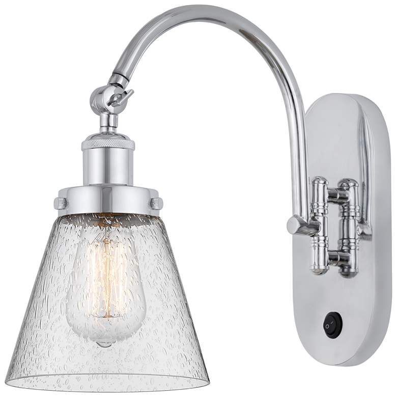 Image 1 Franklin Restoration Cone 6" Incandescent Sconce - Chrome - Seedy Shad