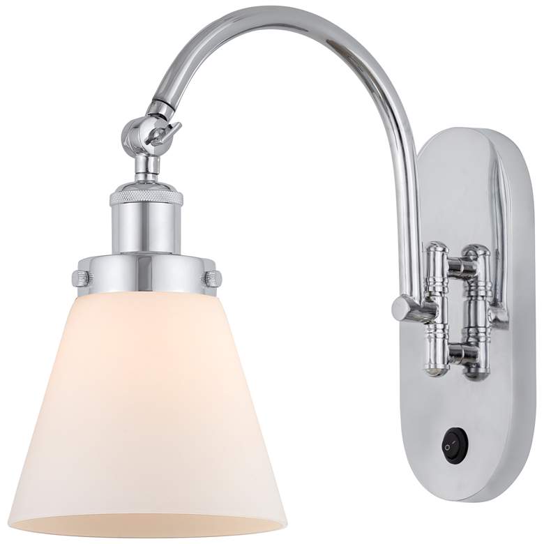 Image 1 Franklin Restoration Cone 6" Incandescent Sconce - Chrome - White Shad