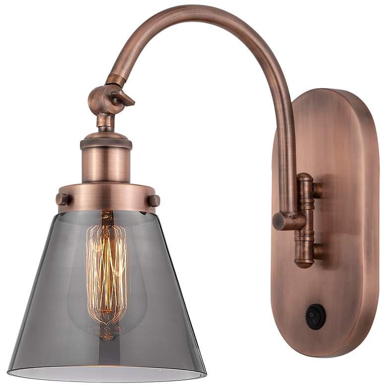 Image 1 Franklin Restoration Cone 6 inch Incandescent Sconce - Copper - Smoke Shad