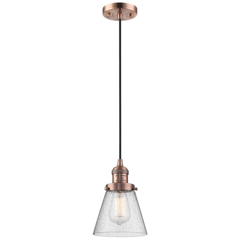 Image 1 Franklin Restoration Cone 6" LED Mini Pendant - Antique Copper - Seedy