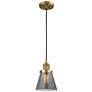 Franklin Restoration Cone 6" LED Mini Pendant - Brass - Plated Smoke