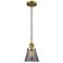 Franklin Restoration Cone 6" LED Mini Pendant - Brass - Plated Smoke