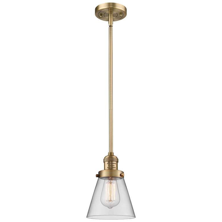 Image 1 Franklin Restoration Cone 6" LED Mini Pendant - Brushed Brass - Clear