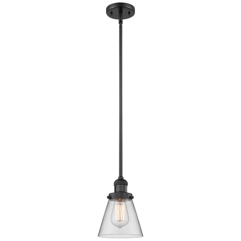 Image 1 Franklin Restoration Cone 6" LED Mini Pendant - Matte Black - Clear
