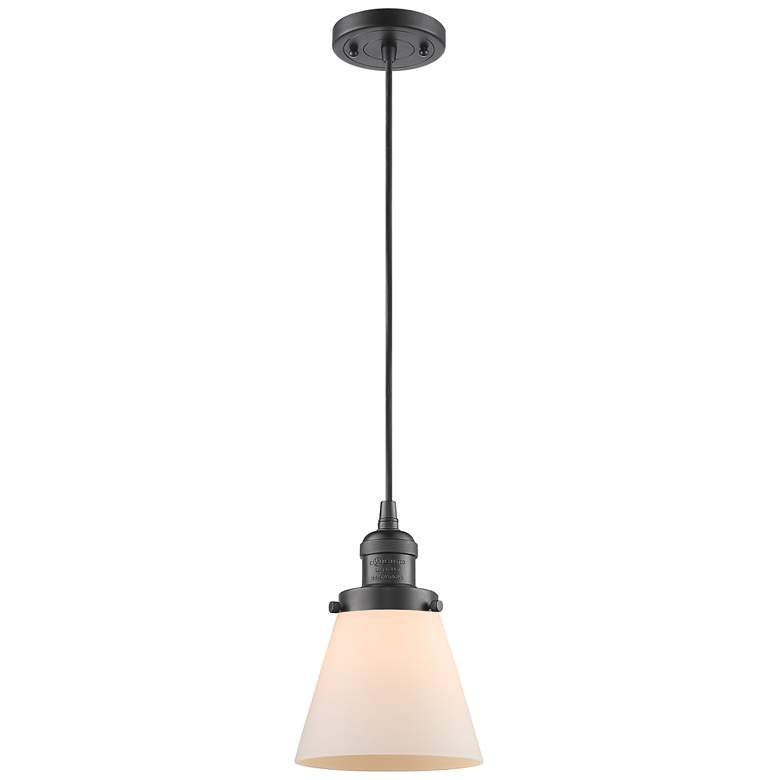 Image 1 Franklin Restoration Cone 6" LED Mini Pendant - Oil Rubbed Bronze - Wh
