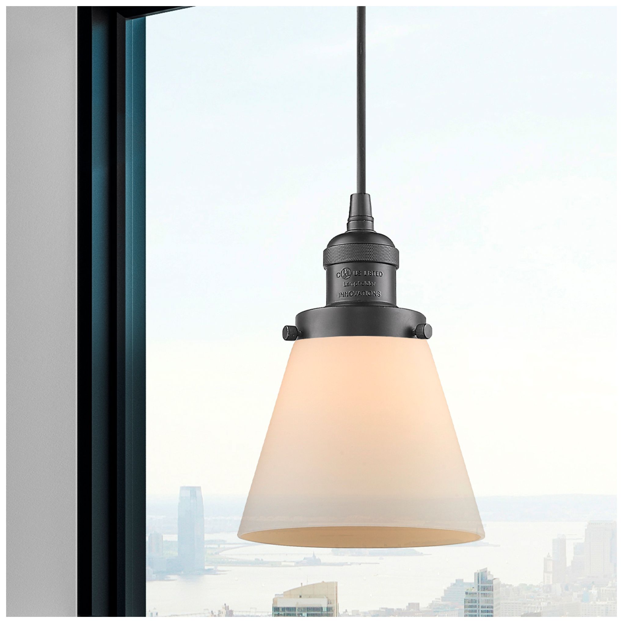 Image 5 Franklin Restoration Cone 6" LED Mini Pendant - Oil Rubbed Bronze - Wh more views
