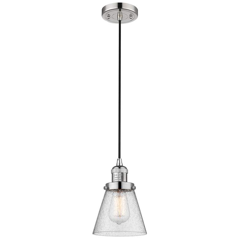 Image 1 Franklin Restoration Cone 6" LED Mini Pendant - Polished Nickel - Seed