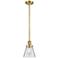 Franklin Restoration Cone 6" LED Mini Pendant - Satin Gold - Clear