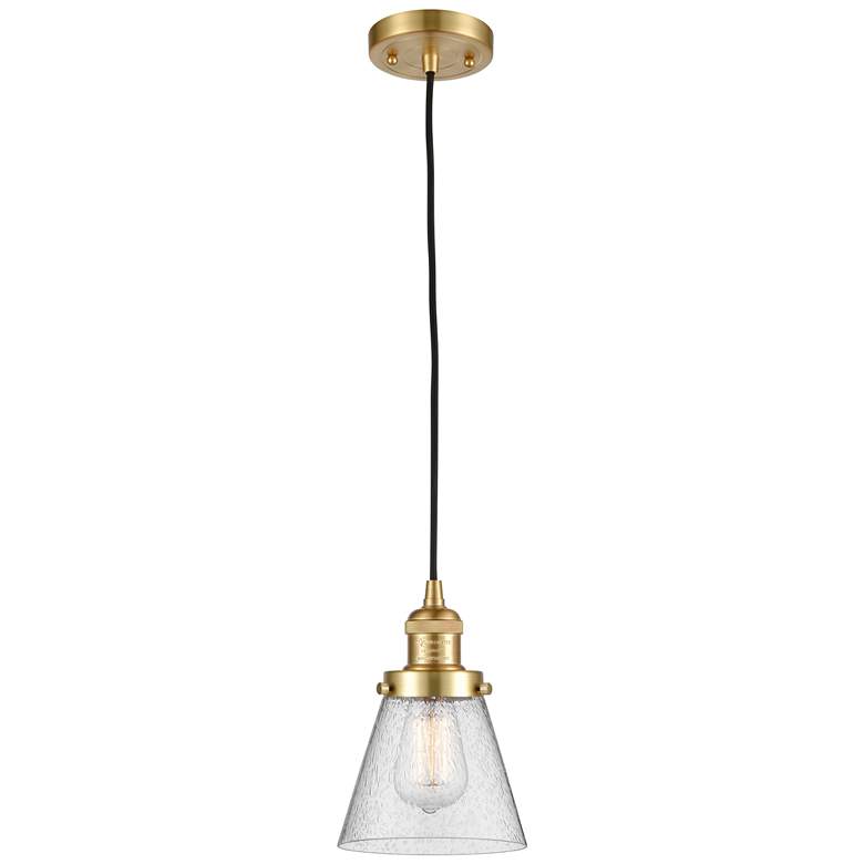 Image 1 Franklin Restoration Cone 6" LED Mini Pendant - Satin Gold - Seedy Sha