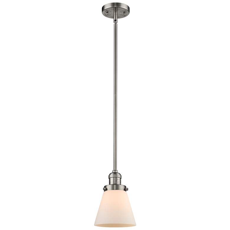 Image 1 Franklin Restoration Cone 6" LED Mini Pendant - Satin Nickel - Matte W
