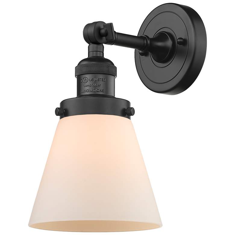 Image 1 Franklin Restoration Cone 6" LED Sconce - Black Finish - Matte White S