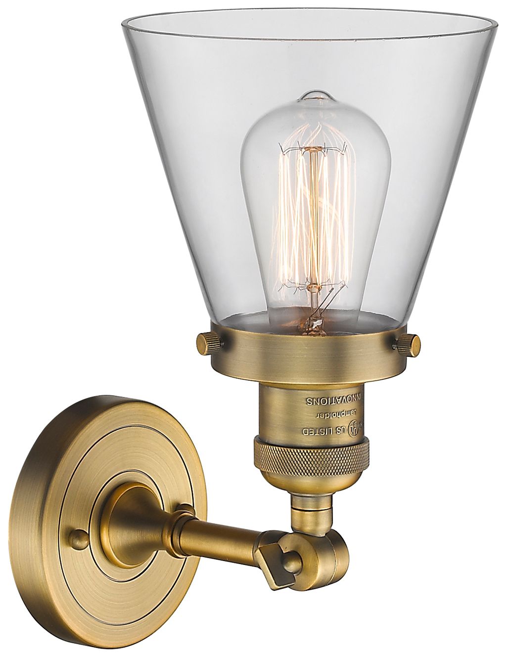 Image 2 Franklin Restoration Cone 6" LED Sconce - Brass Finish - Clear Shade more views