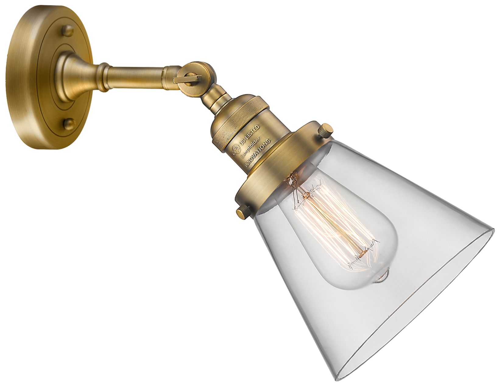 Image 3 Franklin Restoration Cone 6" LED Sconce - Brass Finish - Clear Shade more views