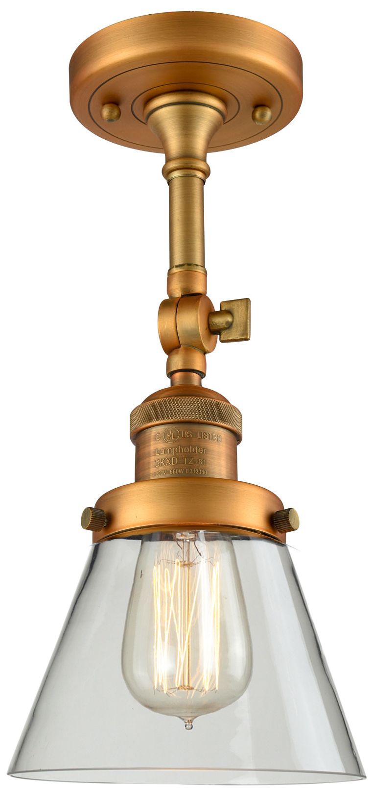 Image 4 Franklin Restoration Cone 6" LED Sconce - Brass Finish - Clear Shade more views