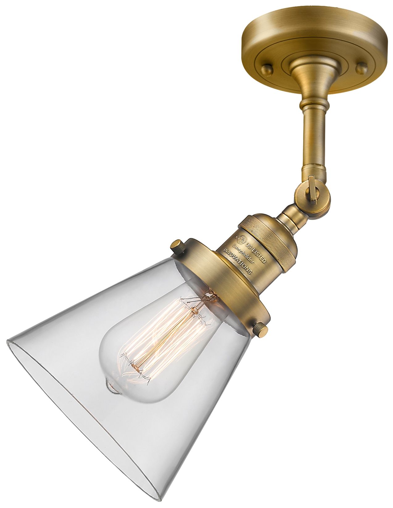 Image 5 Franklin Restoration Cone 6" LED Sconce - Brass Finish - Clear Shade more views