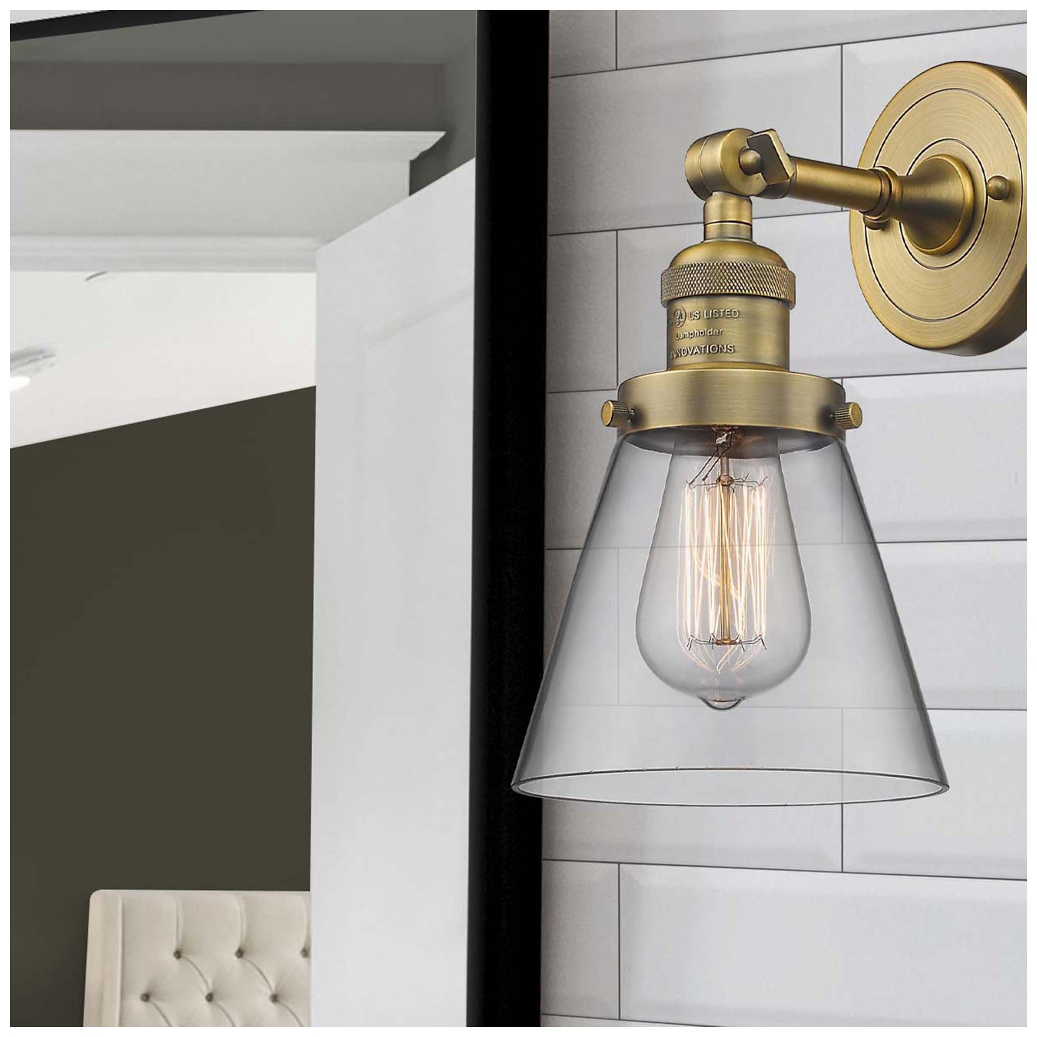 Image 6 Franklin Restoration Cone 6" LED Sconce - Brass Finish - Clear Shade more views