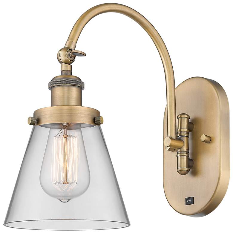 Image 1 Franklin Restoration Cone 6" LED Sconce - Brass Finish - Clear Shade