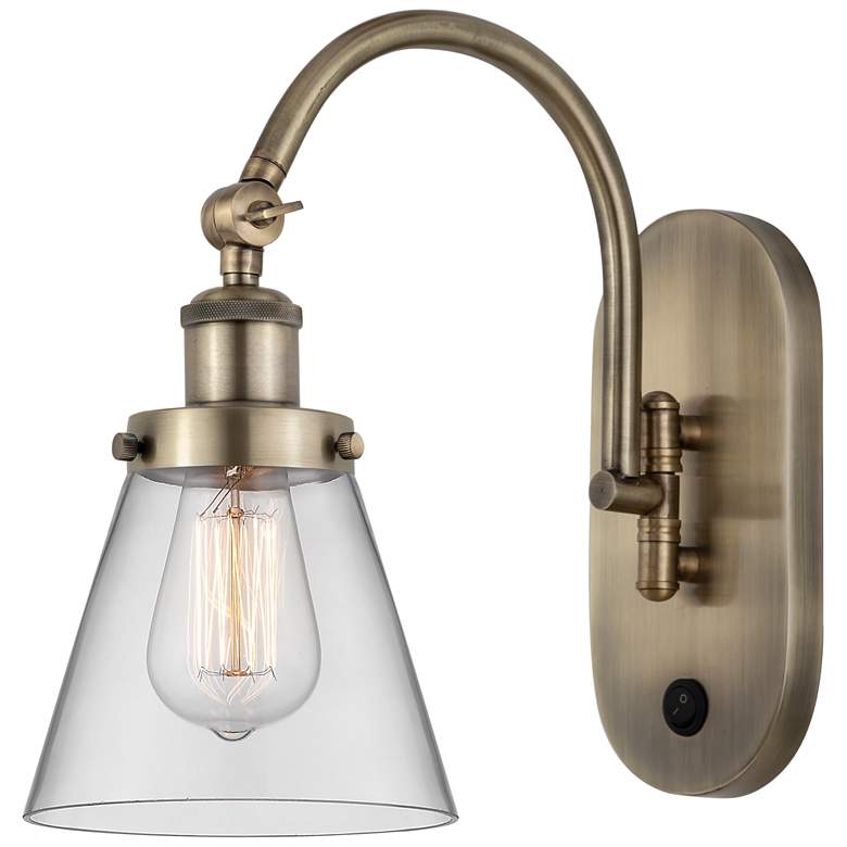Image 1 Franklin Restoration Cone 6" LED Sconce - Brass Finish - Clear Shade