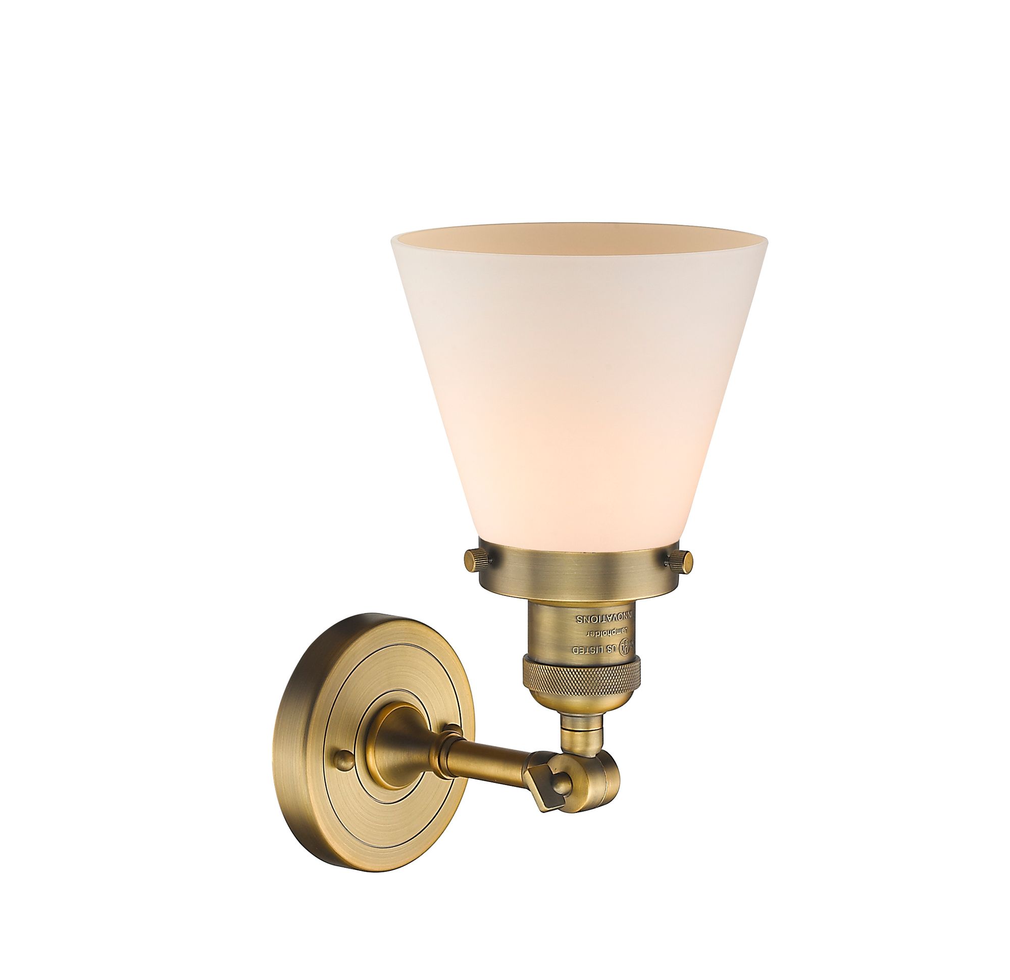 Image 3 Franklin Restoration Cone 6" LED Sconce - Brass Finish - Matte White S more views
