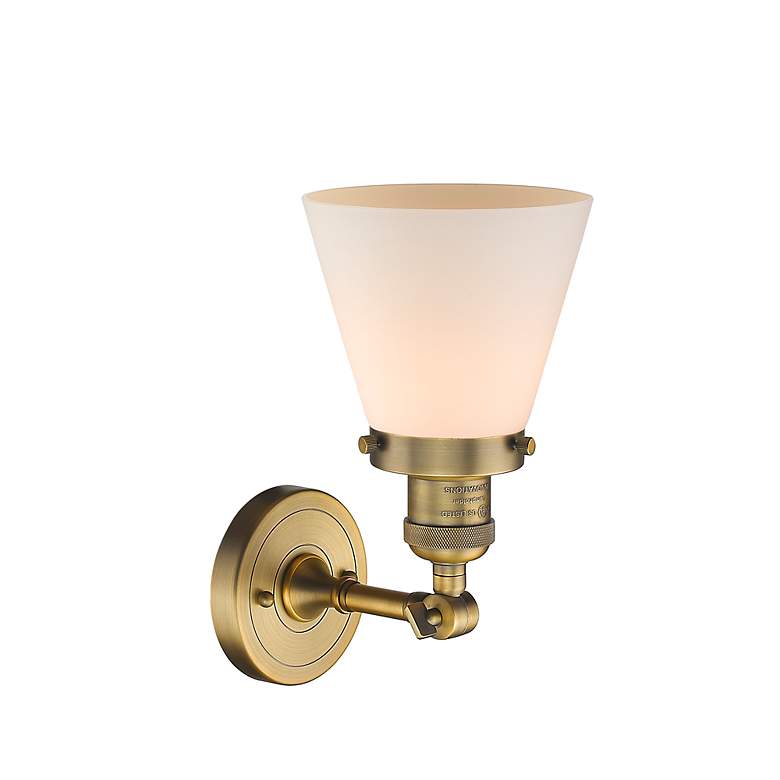Image 3 Franklin Restoration Cone 6" LED Sconce - Brass Finish - Matte White S more views