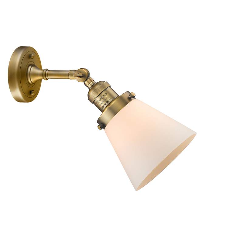 Image 4 Franklin Restoration Cone 6" LED Sconce - Brass Finish - Matte White S more views