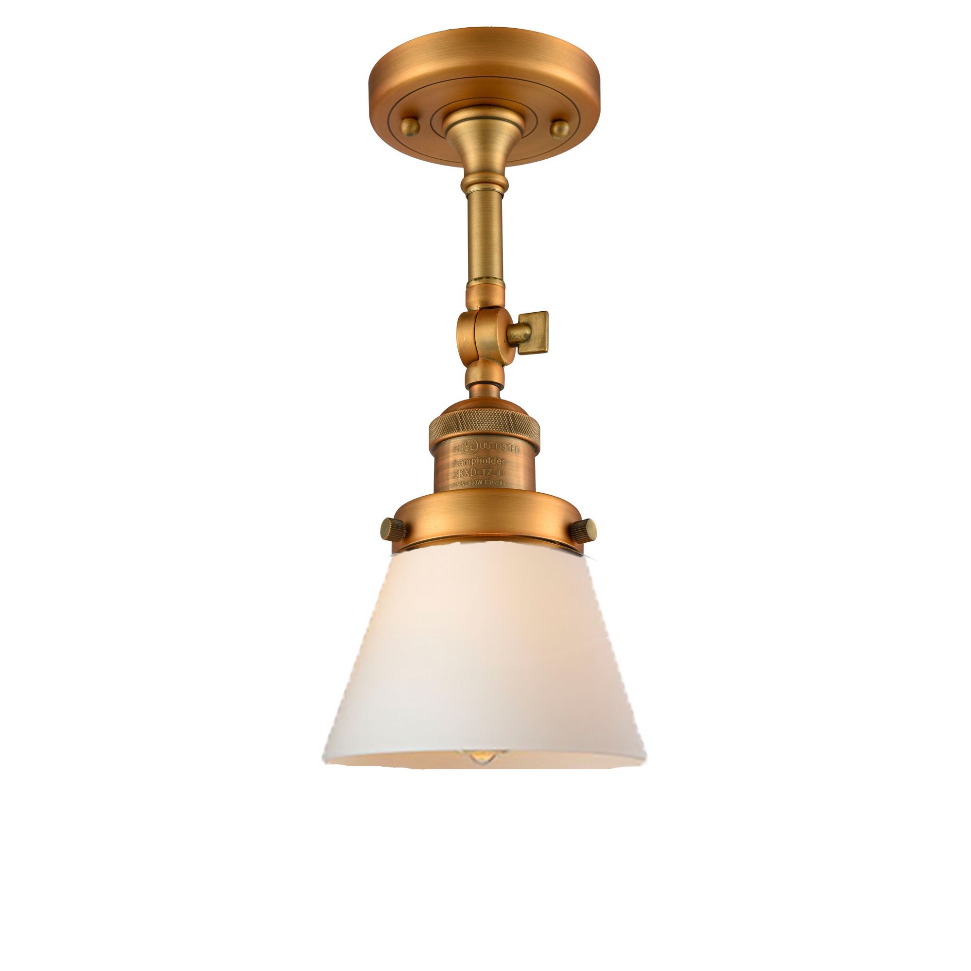 Image 5 Franklin Restoration Cone 6" LED Sconce - Brass Finish - Matte White S more views