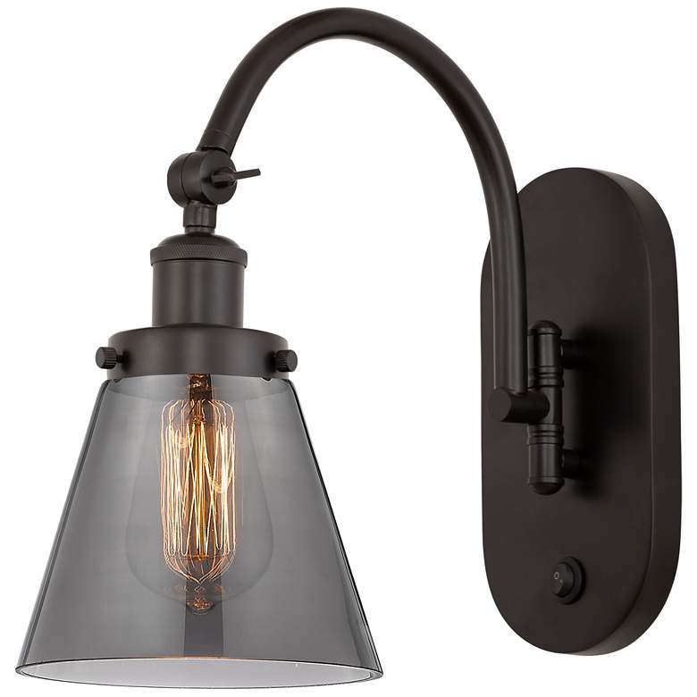 Image 1 Franklin Restoration Cone 6" LED Sconce - Bronze Finish - Smoke Shade