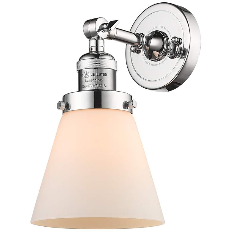 Image 1 Franklin Restoration Cone 6" LED Sconce - Chrome Finish - Matte White