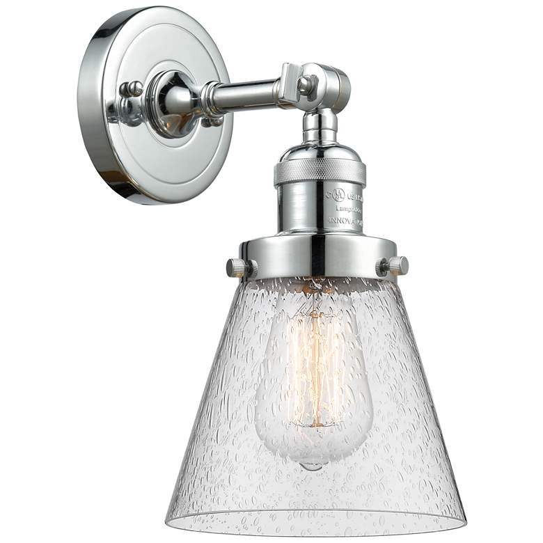Image 1 Franklin Restoration Cone 6" LED Sconce - Chrome Finish - Seedy Shade