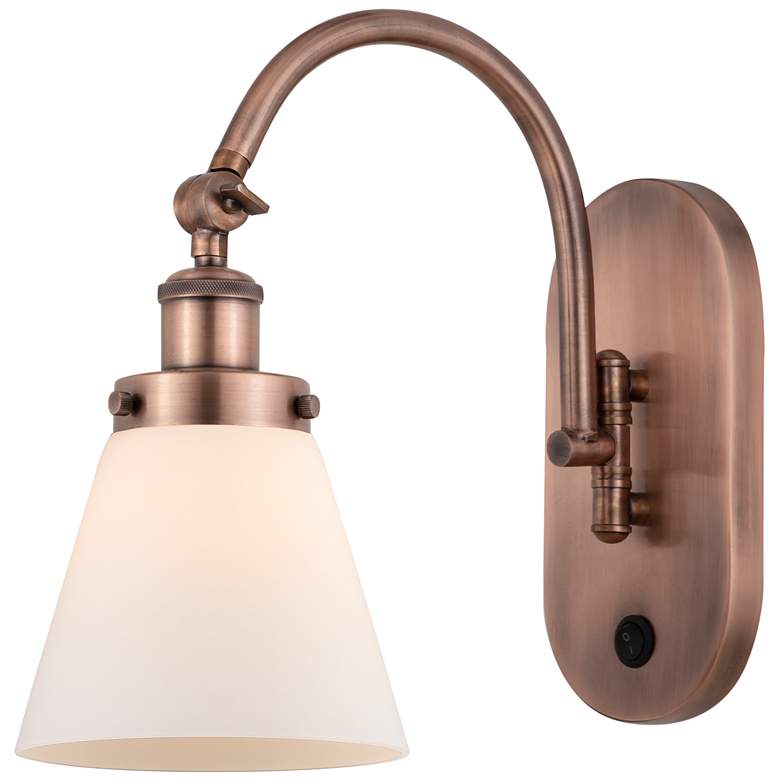 Image 1 Franklin Restoration Cone 6" LED Sconce - Copper Finish - Matte White