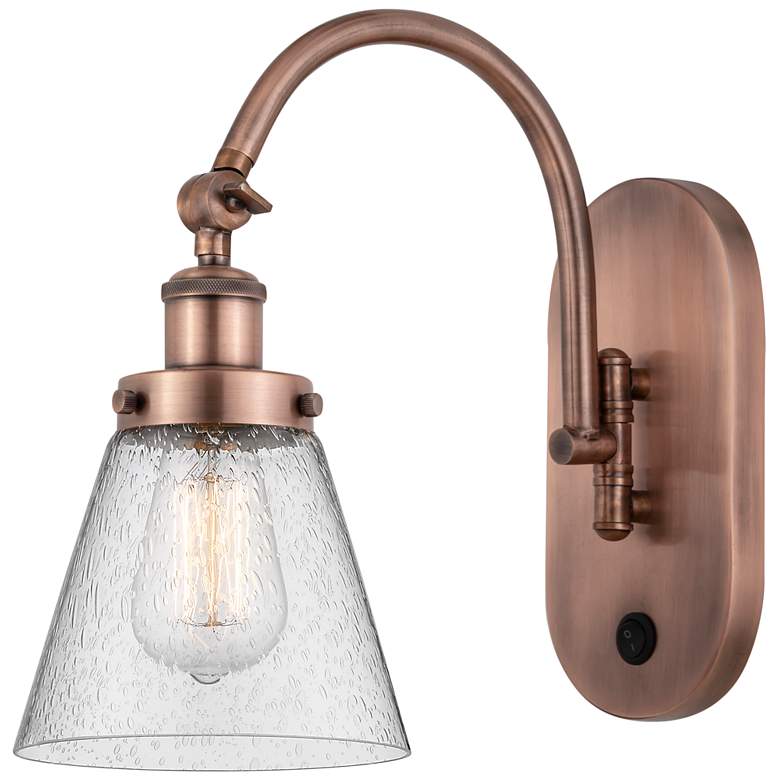 Image 1 Franklin Restoration Cone 6" LED Sconce - Copper Finish - Seedy Shade